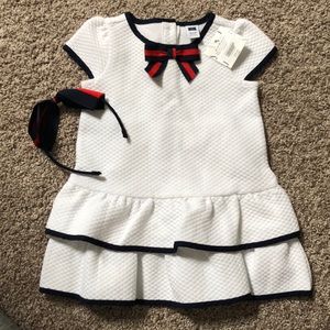 Janie and jack quilted white dress with bow